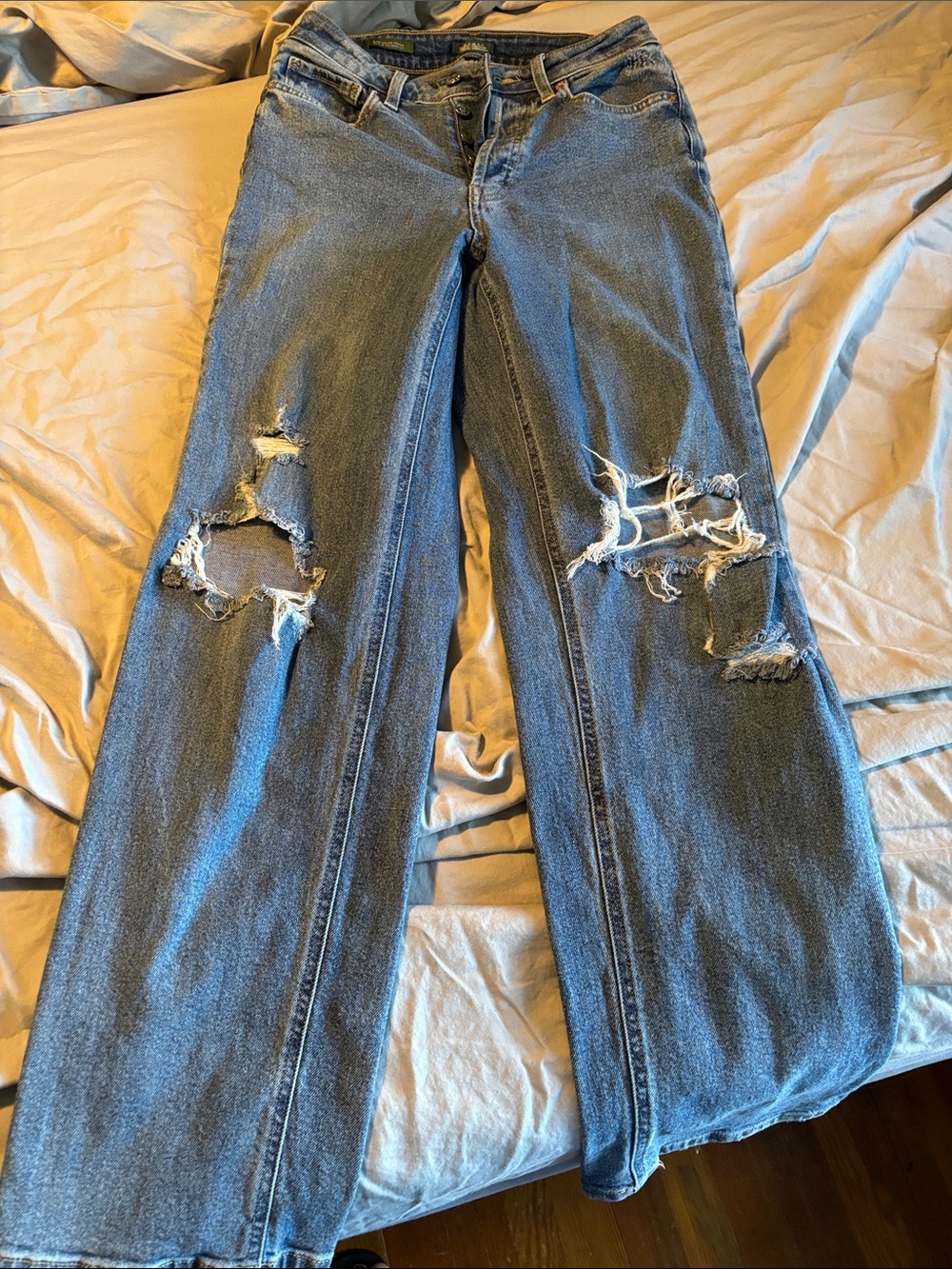 wild fable Distressed Light Blue Wide-Leg Jeans